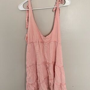 Pink Sleeveless Tiered Dress